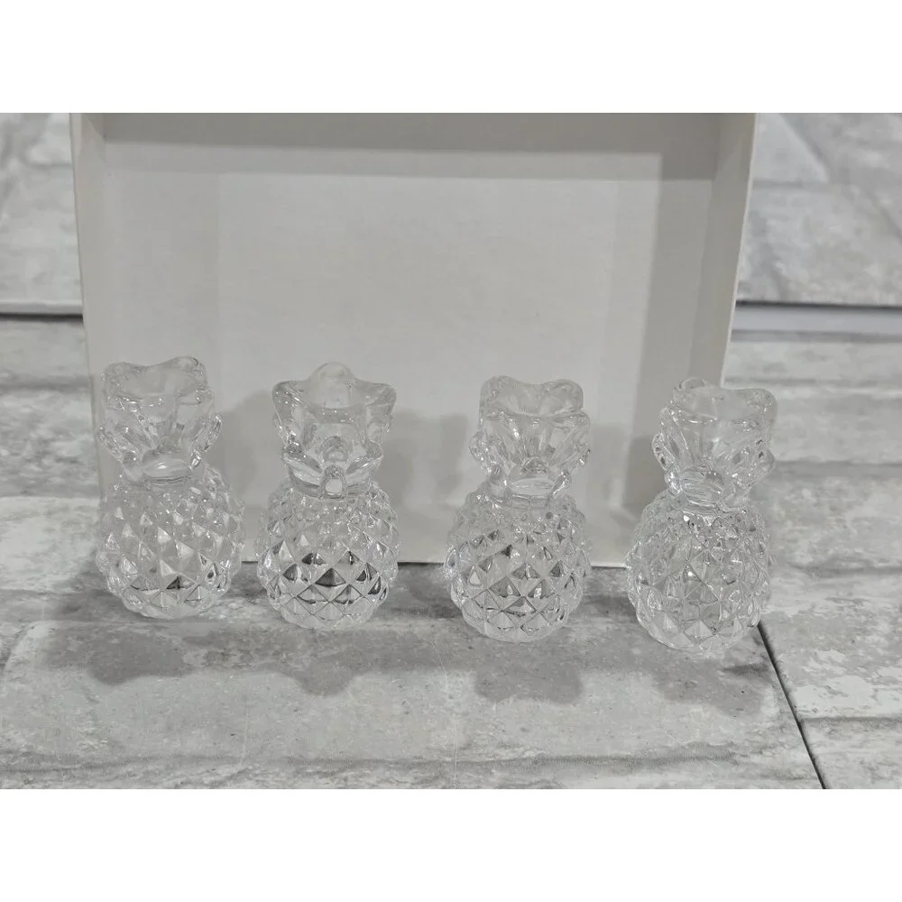 Set of 4Vintage Williams & Sonoma Crystal‎ Pineapple Candlestick Holders Crystal